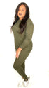 Long sleeve tshirt legging set|Casual but Cute-olive